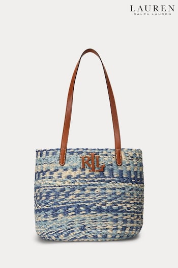 Lauren Ralph Lauren Blue Hartley Straw Tote Bag (695086) | £279