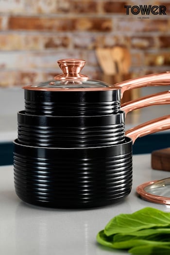 Tower Set of 3 Black Black Saucepans (695145) | £70