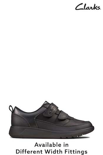 Clarks Black Multi Fit Leather Scape Flare Kids crucial Shoes (695299) | £48