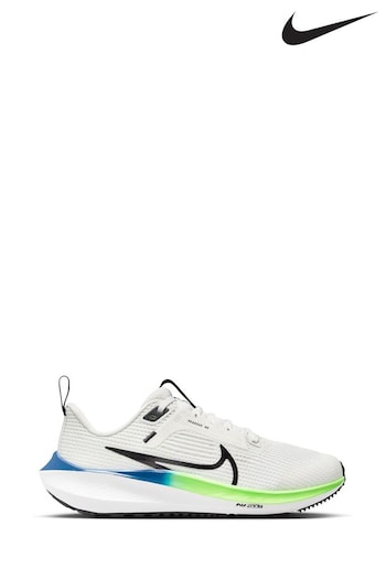 Nike cheap White/Green Air Zoom Pegasus 40 Youth Running Trainers (695448) | £70