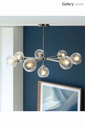 Gallery Home Silver Lexi Bright Nickel 8 Bulb Pendant Ceiling Light (695484) | £208