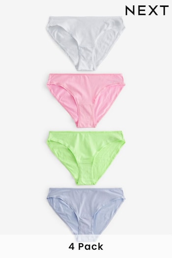 Pink/Lilac/Green/White High Leg Cotton Rich Knickers 4 Pack (695643) | £9