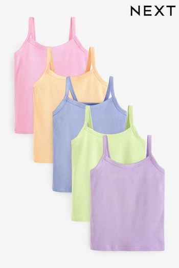 Multi Pastel Pastel Rib Cami Vest 5 Pack (2-16yrs) (695712) | £15 - £21