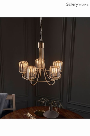 Gallery Home Antique Brass Hove 5 Bulb Pendant Ceiling Light (695729) | £186