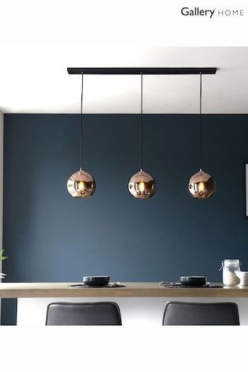 Gallery Home Copper Bali Mirrored Glass 3 Bulb Pendant Ceiling Light (695747) | £160