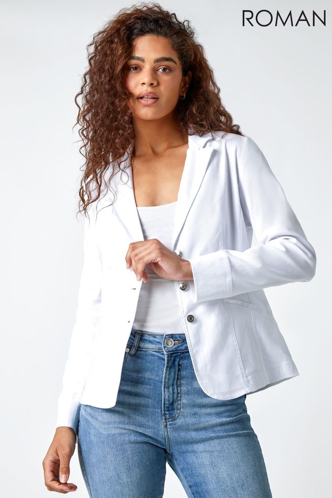 Ladies white blazer jacket shop