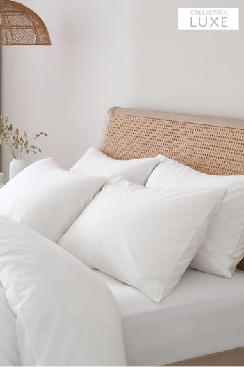 Set of 2 White Collection Luxe 200 Thread Count 100% Egyptian Cotton Pillowcases (695961) | £14 - £16