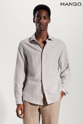 Mango Slim Fit Striped Linen Shirt (696186) | £50