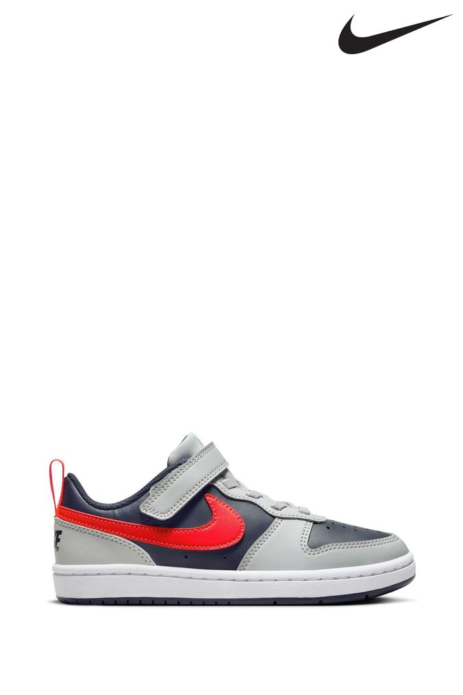 Nike Grey/Red Court Borough Low Recraft Junior Trainers (696347) | £35