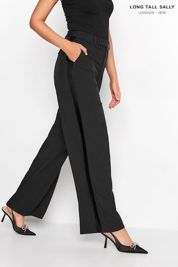 Long Tall Sally Black Dark Wide Leg Tuxedo Trousers (696900) | £36