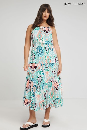 JD Williams Blue Aztec Print Maxi Tiered Beach Dress (697112) | £30