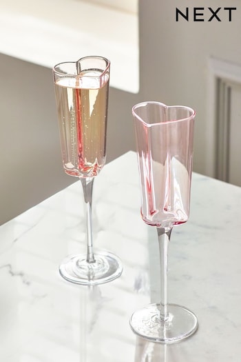 Pink Set of 2 Heart Champagne Flutes Set of 2 Flute Glasses (697132) | £16