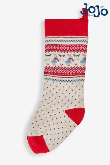 JoJo Maman Bébé Red Peter Rabbit Fair Isle Knitted Christmas Stocking (697159) | £23