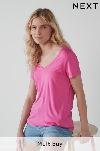 Bright Pink Slouch V-Neck T-Shirt (697326) | £8.50