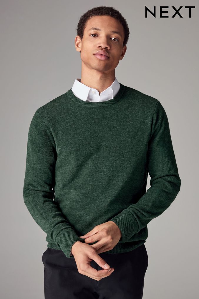Bottle green crew neck jumper online