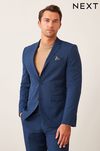 Bright Blue Slim Wool Mix Textured Suit Jacket (697671) | £89