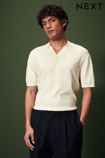 White/Char/Oatmeal Knitted Textured Trophy Polo (698040) | £20