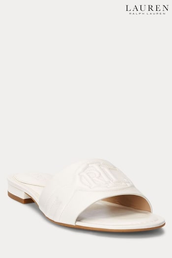 Lauren Ralph Lauren Alegra III Nappa Leather Slider White Sandals (698140) | £129