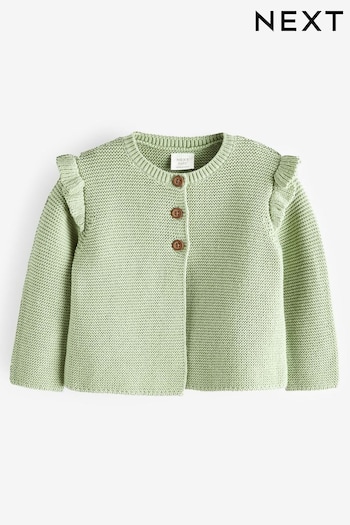 Sage Green Baby Frill Shoulder Knitted Cardigan (0mths-2yrs) (698145) | £12.50 - £14.50