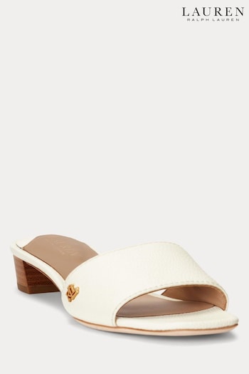 Lauren Ralph Lauren Cream Fay Tumbled Leather Sandals (698198) | £149