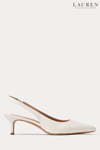Lauren Ralph Lauren Lolah II Nappa Leather White Slingback Heels (698239) | £139