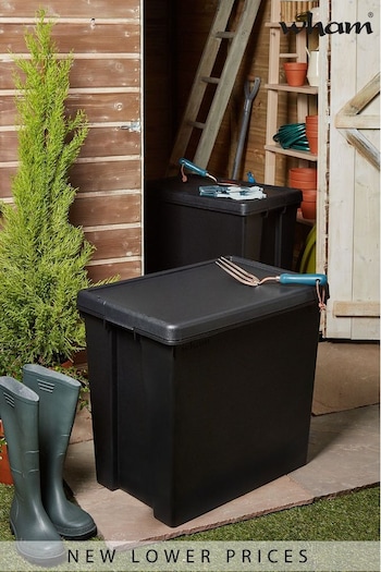 Wham Set of 2 Black Bam 92L Heavy Duty Plastic Recycled Boxes With Lid (698531) | £44
