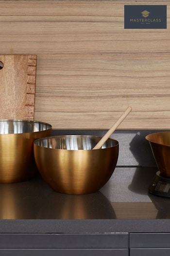 Masterclass Gold Stainless Steel Brass Coat Mixing Bowl (698676) | £25