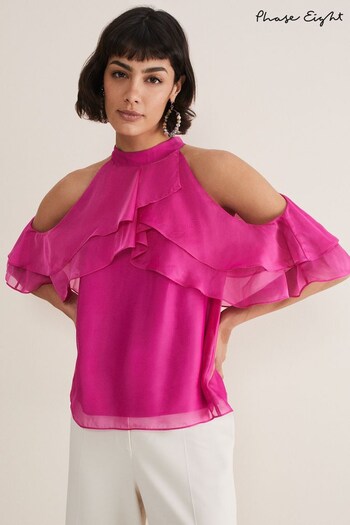 Phase Eight Pink Heather Ruffled Top (698792) | £95