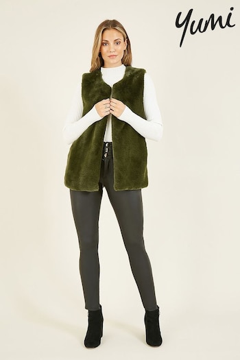 Yumi Green Faux Fur Gilet (698811) | £45