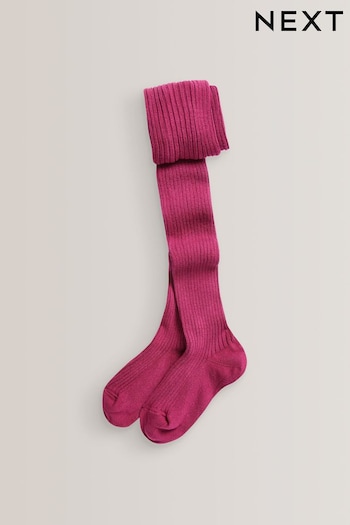 Magenta Pink Cotton Rich Rib Tights (698992) | £5 - £7
