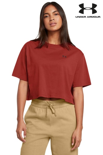 Under Armour Orange Boxy Logo Crop T-Shirt (699048) | £23