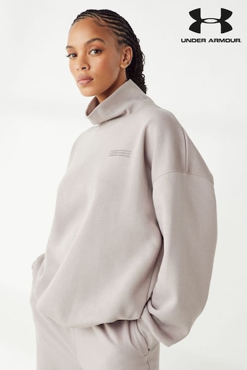 Under Armour Grey Oversized Icon Fleece Mock Crew Sweat Top (699063) | £65