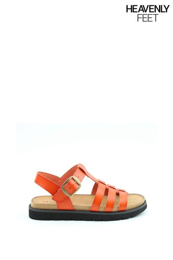 Heavenly Feet Ladies Orange Vegan Friendly Comfort Sandals (699072) | £40