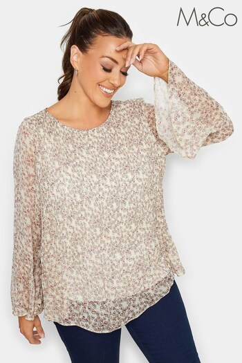 M&Co Natural Pleated Tunic Top (699096) | £25