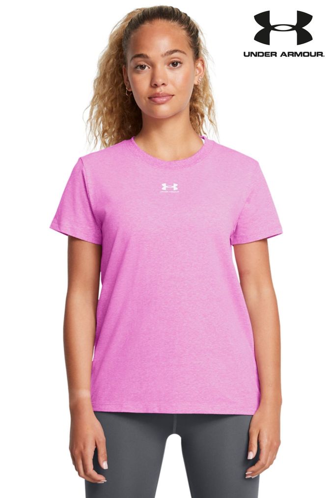 Pink under armour t shirt deals
