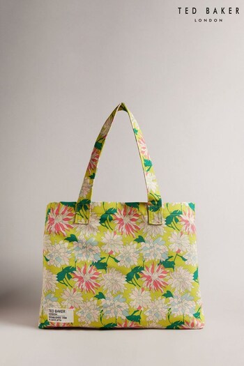 Ted Baker Yellow Kathyy Floral Printed Canvas Tote Bag (699361) | £50