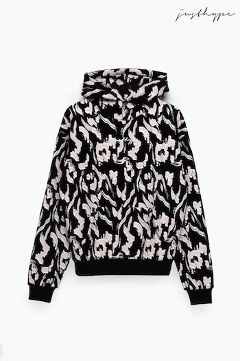 Hype. Womens Brush Stroke Leopard Black Hoodie (699430) | £60