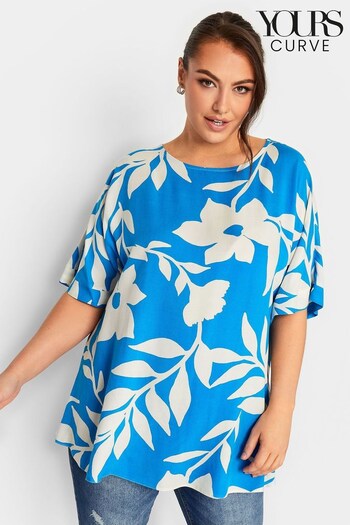 Yours Curve Blue Key Hole Blouse (699837) | £24