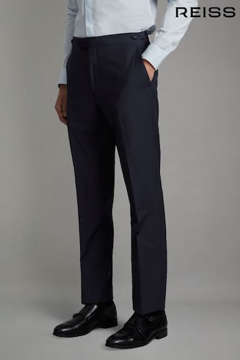 Reiss Navy Hope Modern Fit Wool Blend Trousers (699884) | £118