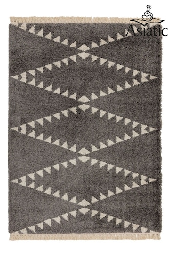 Asiatic Rugs Charcoal Grey Rocco Flags Ultra Soft Rug (699912) | £137 - £389