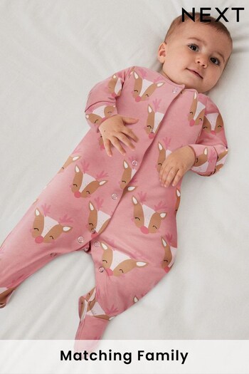 Pink Christmas Baby Sleepsuit (0mths-2yrs) (699972) | £8 - £9