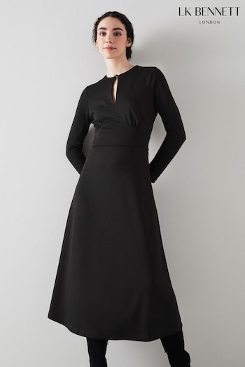 LK Bennett Sera Lenzing™ Ecovero™ Viscose Blend Black Dress (700069) | £229