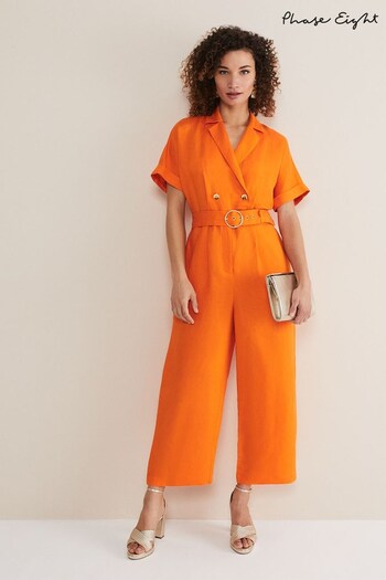 Phase Eight Orange Pria Linen Jumpsuit (700219) | £119