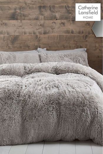 Catherine Lansfield Silver So Soft Cuddly Deep Pile Duvet Cover and Pillowcase Set (700237) | £30 - £55