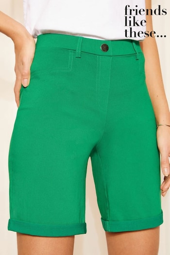 REIKO Arnel High-Waisted Skinny Jeans Green Sculpt and Shape Turn Up Jersey Shorts (700265) | £24