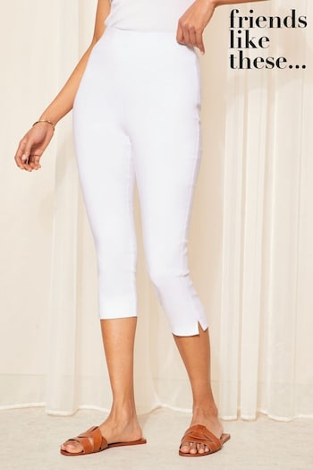 Friends Like These White Cropped Comfort Scultping Stretch Trousers (700373) | £25