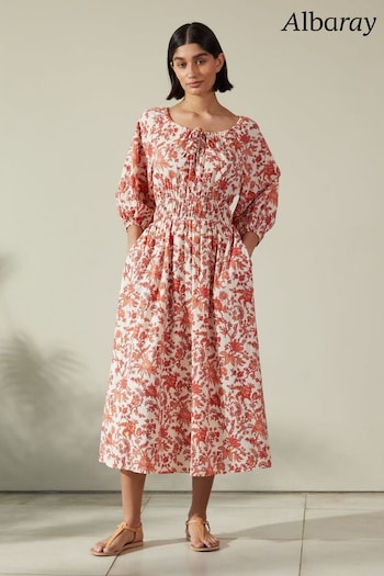 Albaray Cream Lila Botanical Dress (700456) | £110
