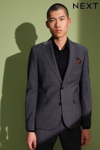 Charcoal Grey Skinny Check Suit Jacket (700534) | £110