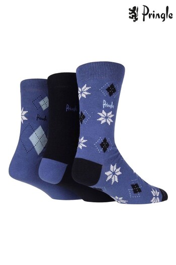 Pringle Blue Festive Gift Tagged Socks (700853) | £14
