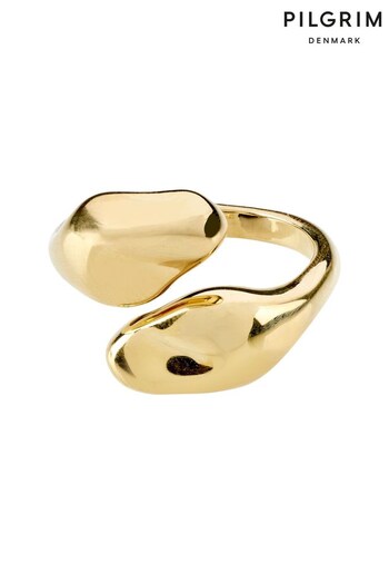 PILGRIM Gold Tone Chantal Recycled Adjustable Ring (701054) | £28